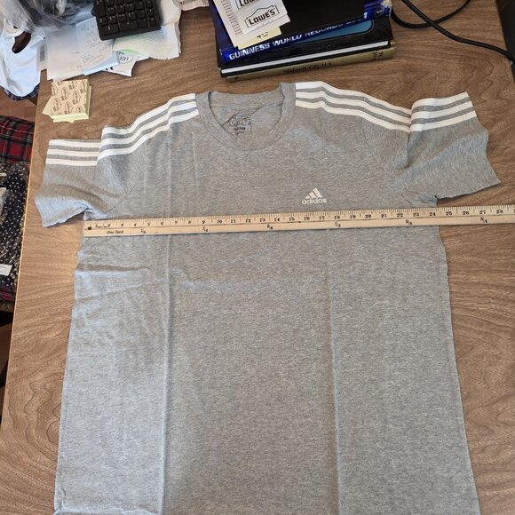 Adidas Shirt Womens 1X Dress Loose Fit Medium Three Stripes Grey Heather - Picture 13 of 16